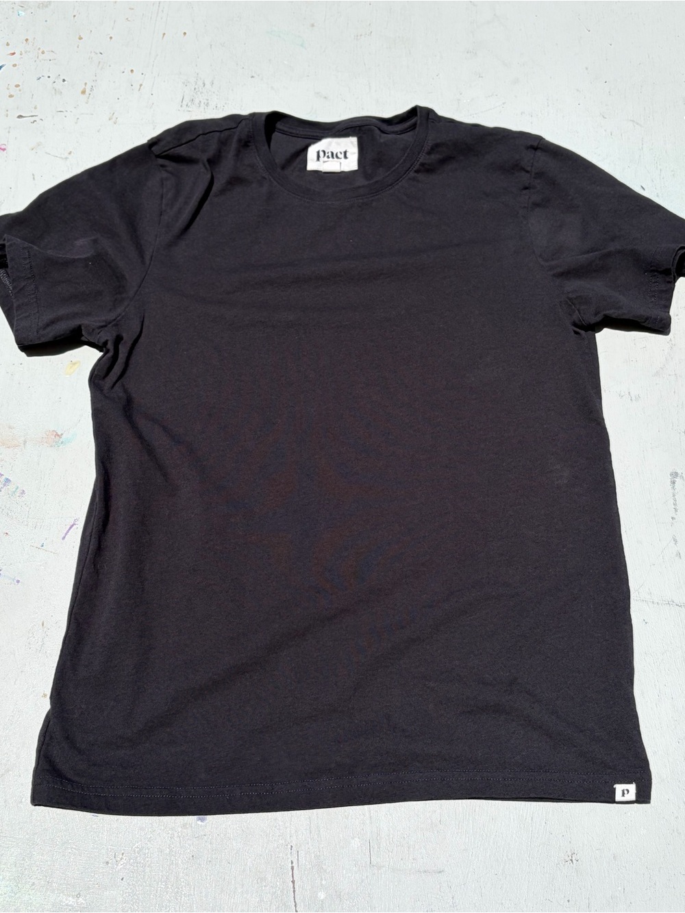 Women's Pact T-Shirt Black Solid S Organic Casual Essential Stretch Hippie‎ BOHO